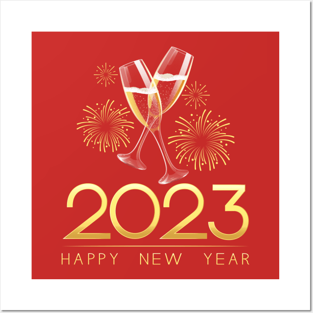 New Years Eve Party Supplies 2023 Happy New Year Family Kids Wall Art by Gendon Design